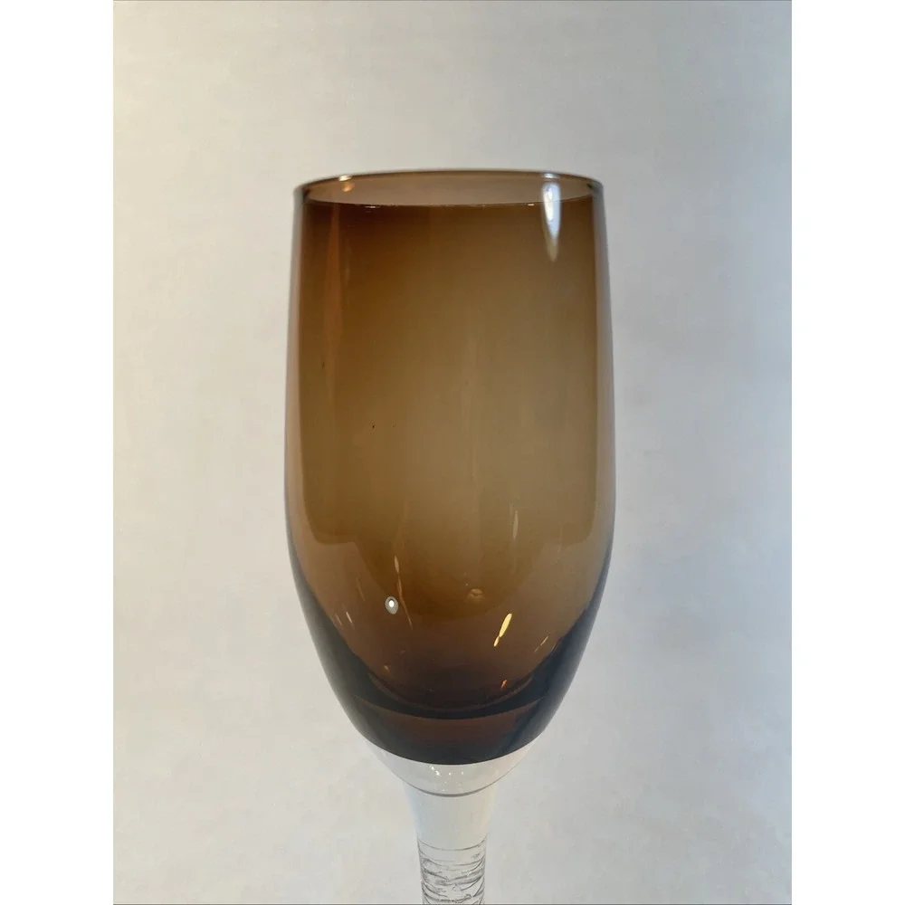 Pier 1 Brown Fluted Crackle Stem Wine Glass 9⅛